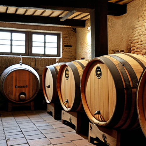 Home 4 **Image:** A traditional Belgian lambic brewery interior.
**Prompt:** Inside a rustic lambic brewery, focus on the coolship (koelschip) filled with wort. Soft, diffused light. Show the aged oak barrels in the background, suggesting the long fermentation process.