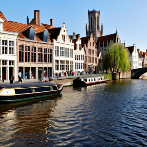 Bruges Canal Scene**

"A professional photograph of Bruges, Belgium, showcasing a canal with historic buildings in the background, fully clothed tourists on a boat, appropriate content, safe for work, perfect anatomy, natural proportions, family-friendly scene, clear details, daytime setting, well-formed hands."

**