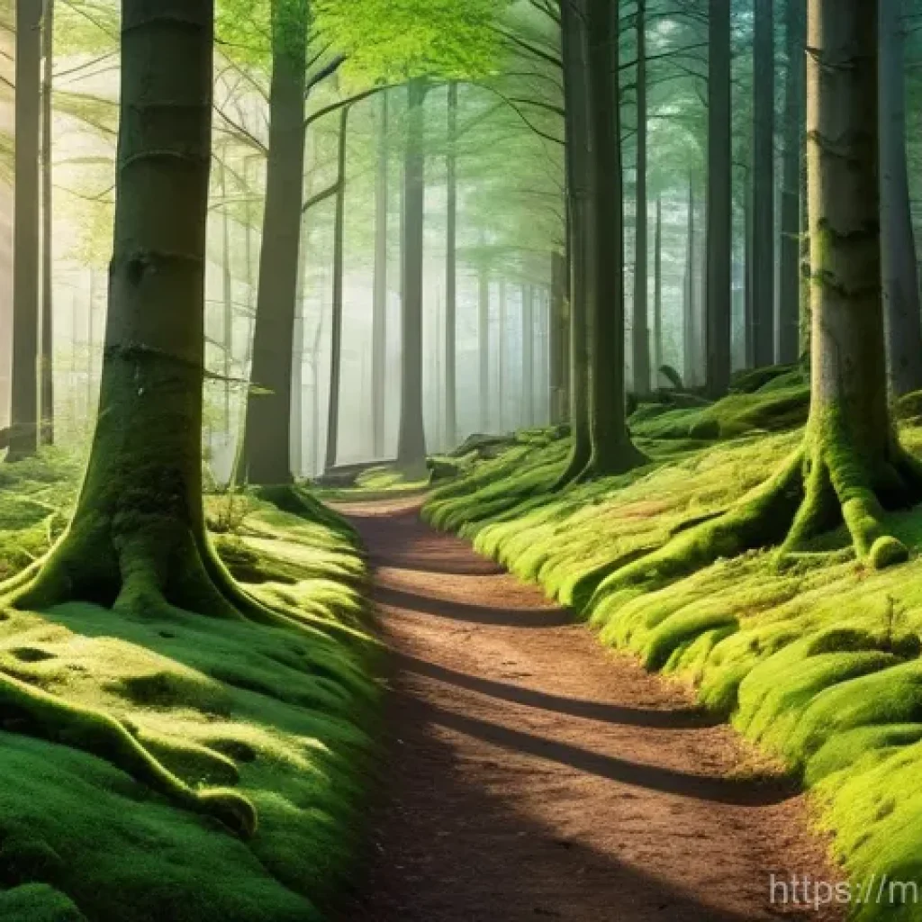 벨기에 하이킹 코스 - **Ardennes Forest Serenity:** "A serene, mystical view inside the dense Ardennes forest in Belgium. ...