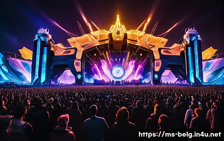 투머로우랜드 페스티벌 - **Tomorrowland 2025 'Orbyz' Mainstage Grandeur:**
A breathtaking, wide-angle shot of the Tomorro...